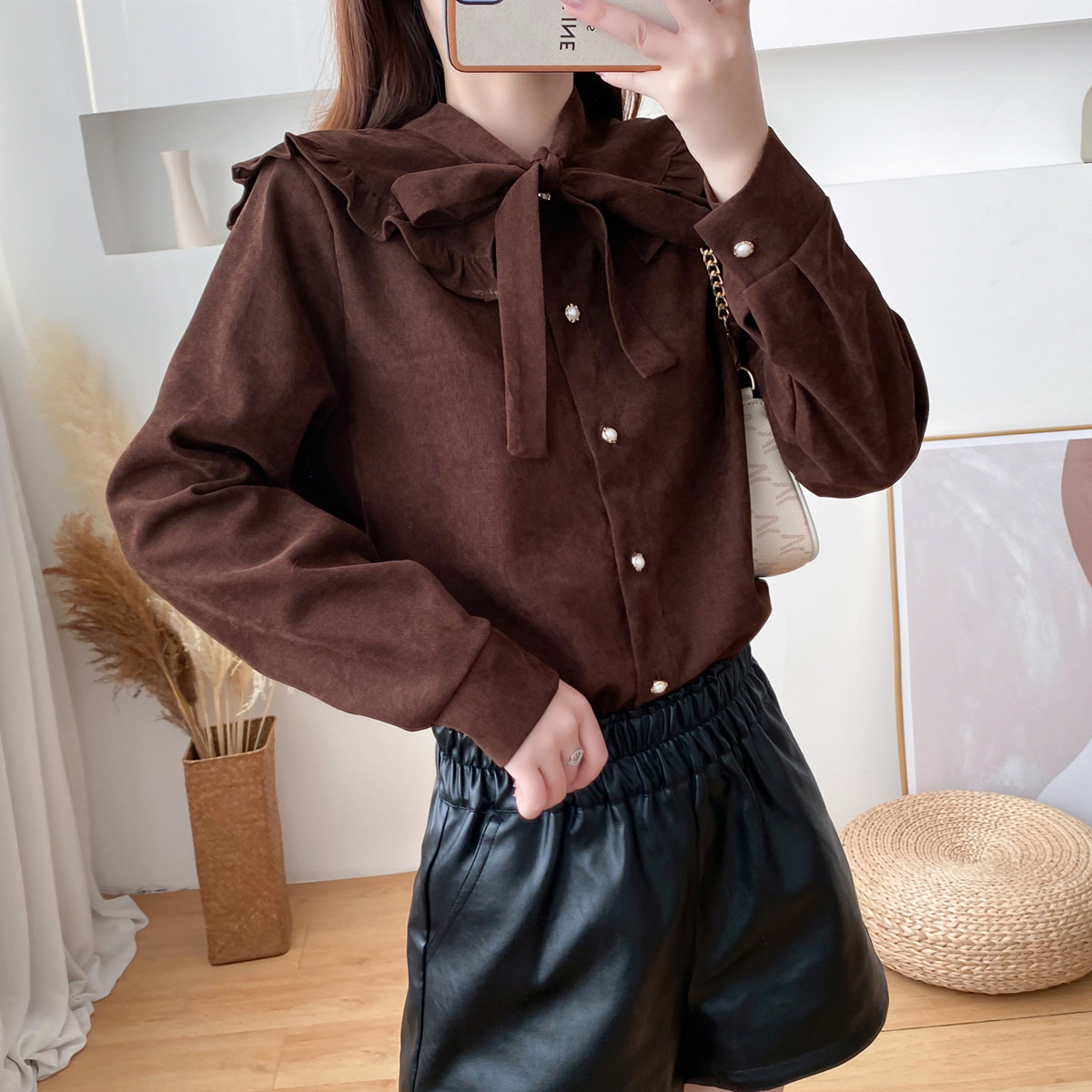 Long Sleeve Shirt With Bow Tie