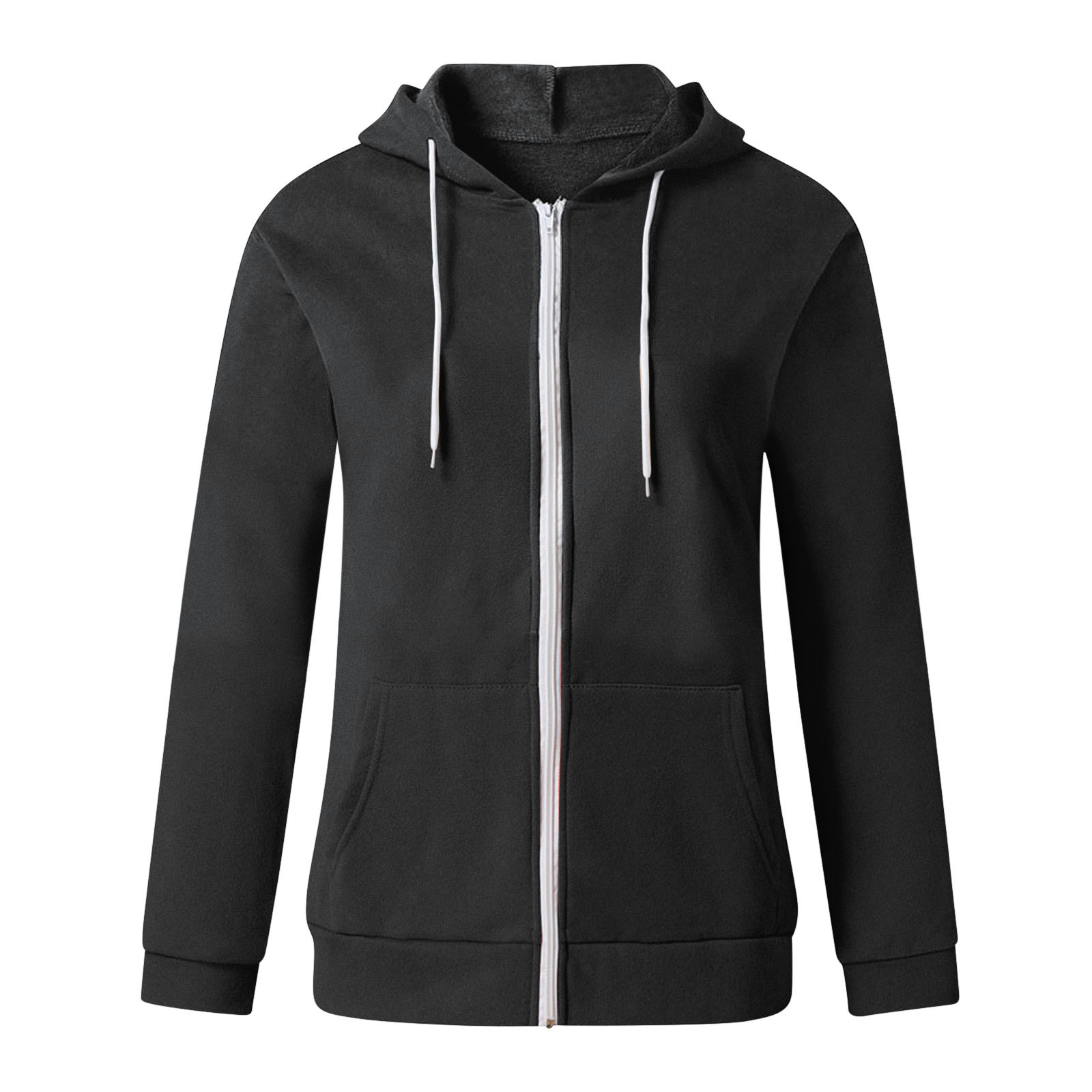 Pocket Drawstring Hooded Zipper Padded Cardigan
