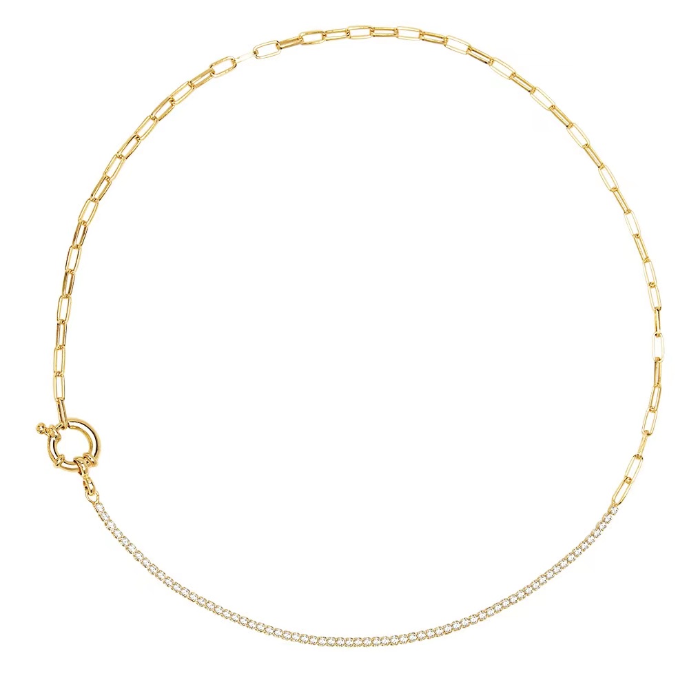 Design Stacked 18k Gold Plated Clavicle Chain Necklace