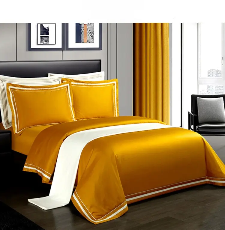 Four-piece Cotton Bedding Hotel Style Simple Solid