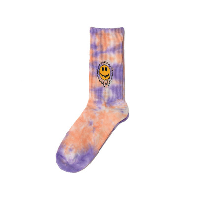 Title 1, Tie-Dyed Face Floret Cotton Mid-Tube Socks