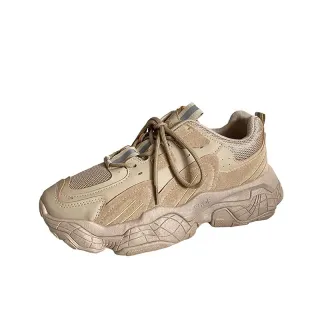 Mesh Sneakers, Low-Top Casual Daddy Shoes, Breathable - Khaki
