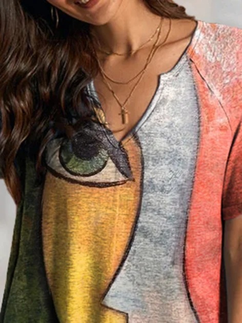 European And American Women's Printed Short-sleeved T-shirt