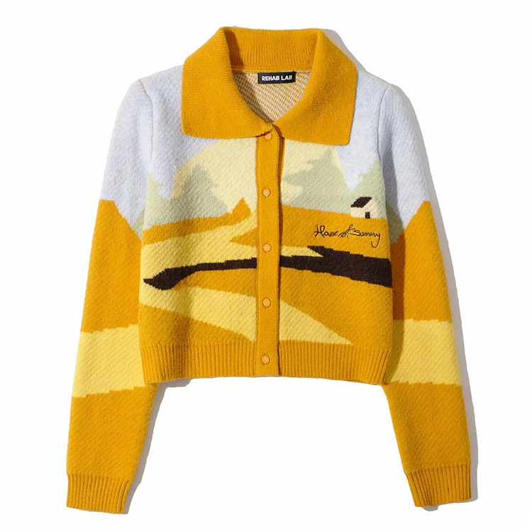 Women's Retro Fashion Jacquard Knitted Cardigan