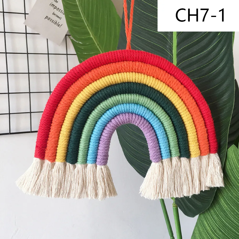 Nordic Style Home Children's Room Decoration Pendant Woven Rainbow