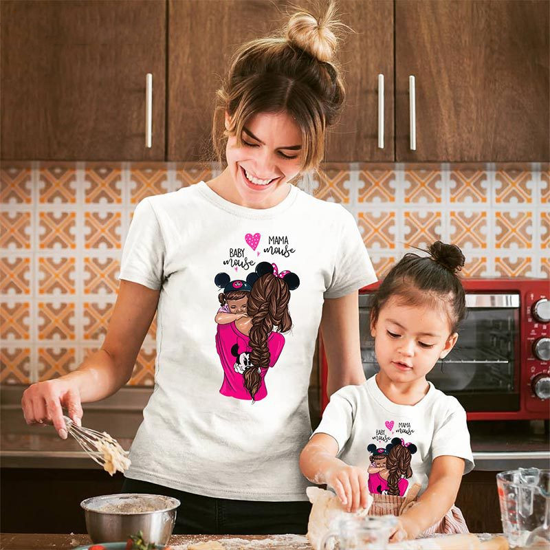 Women's And Women's Short-Sleeved t-Shirts Cartoon Mother And Daughter Printing Parent-Child Top — foto 5