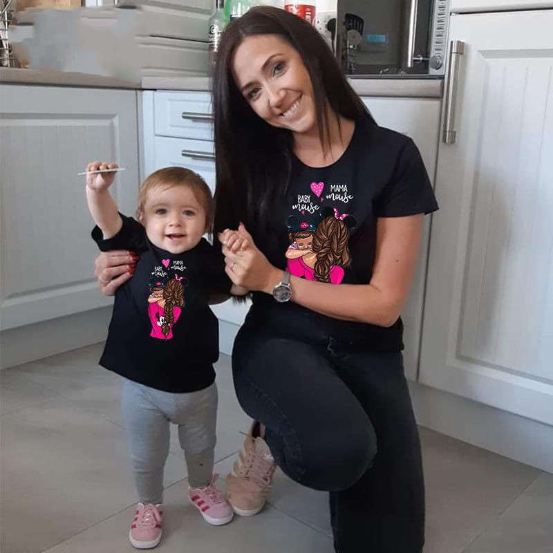 Women's And Women's Short-Sleeved t-Shirts Cartoon Mother And Daughter Printing Parent-Child Top — foto 2