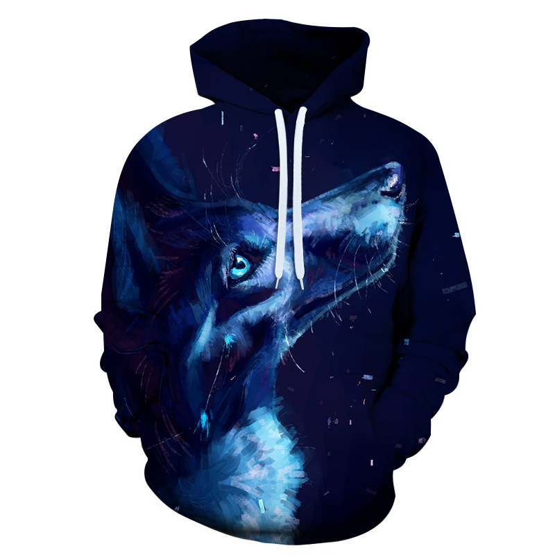 Title 3, Creativity Sudadera con capucha de lobo 3D con ...