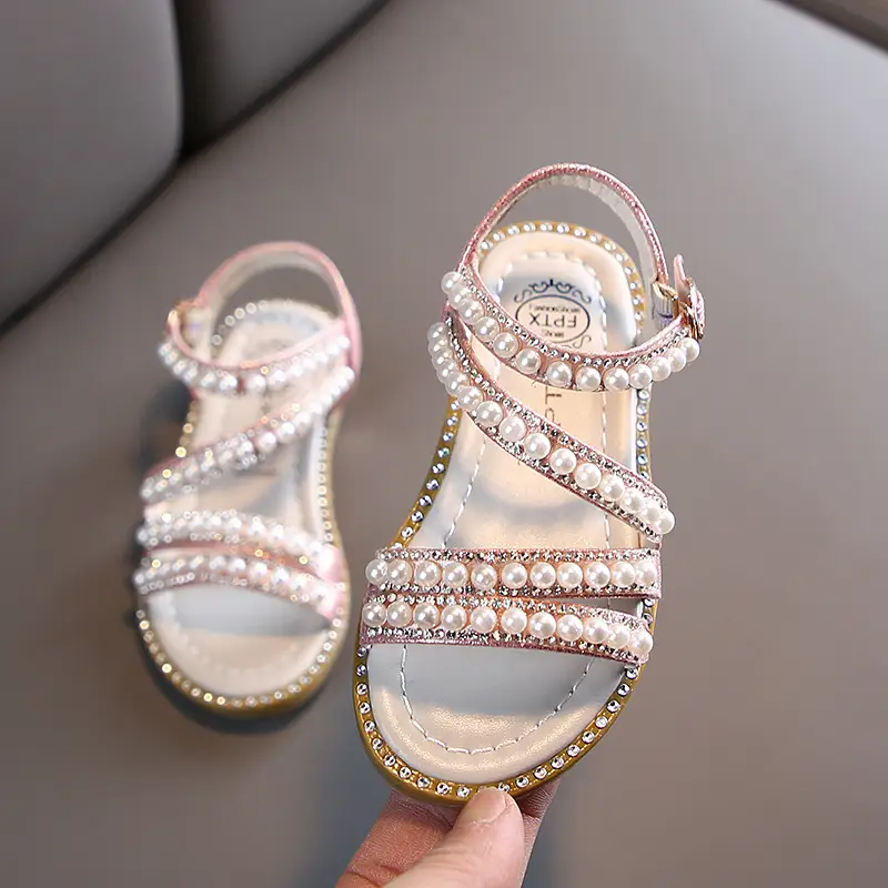 Little Girl Pearl Open Toe Princess Shoes