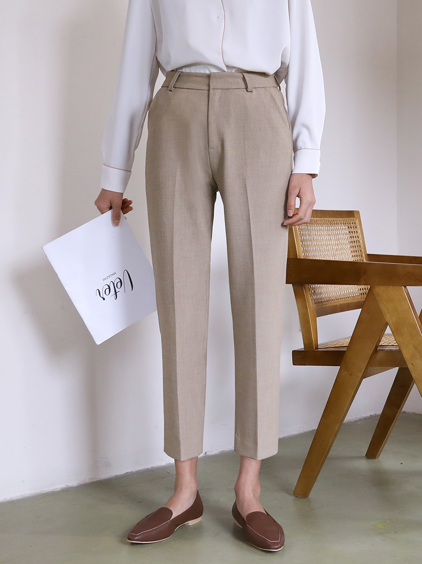 Title 2, New Year Light Khaki Casual Cropped Trousers Wo...