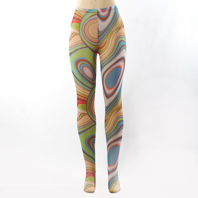 Title 7, Slim Color Trousers with Swirl Print Stitching....