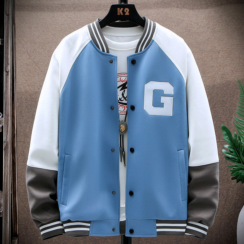 Men's Baseball Collar Clothes Jacket Korean Style Trend Loose Outer Wear Sweater