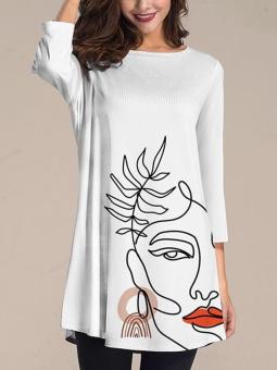 Women's Floral Print Long Sleeved Round Neck T Shirt