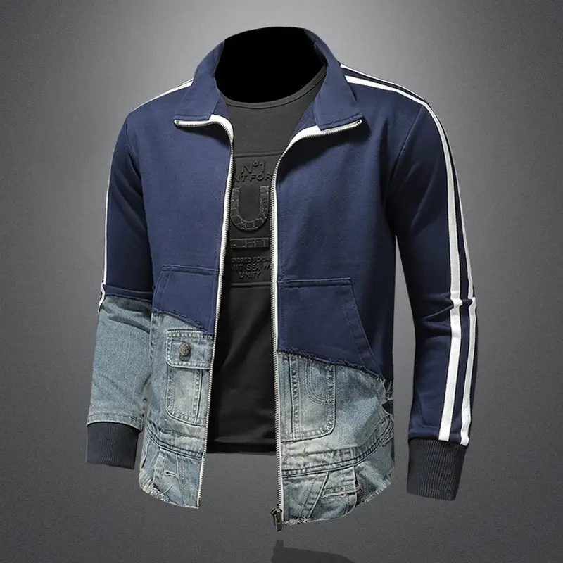 Cardigan Stand CollarCasual Denim Retro Sweater Jacket