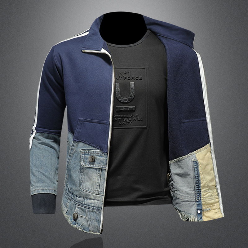 Cardigan Stand CollarCasual Denim Retro Sweater Jacket