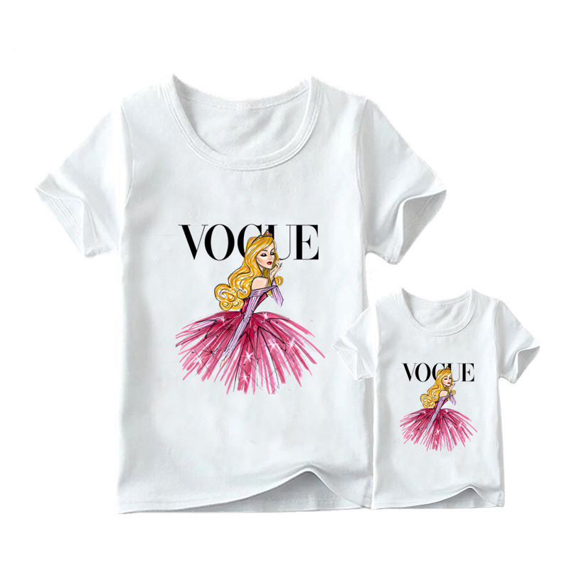 European and American INS Princess Print Mother's Day Mother and Daughter Parent-child T-shirt