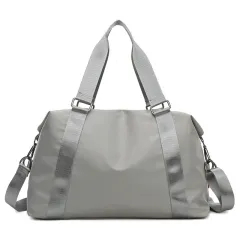 Pure Color Large-capacity Fitness Sports Travel Leisure Shoulder Bag - Grey - View 1
