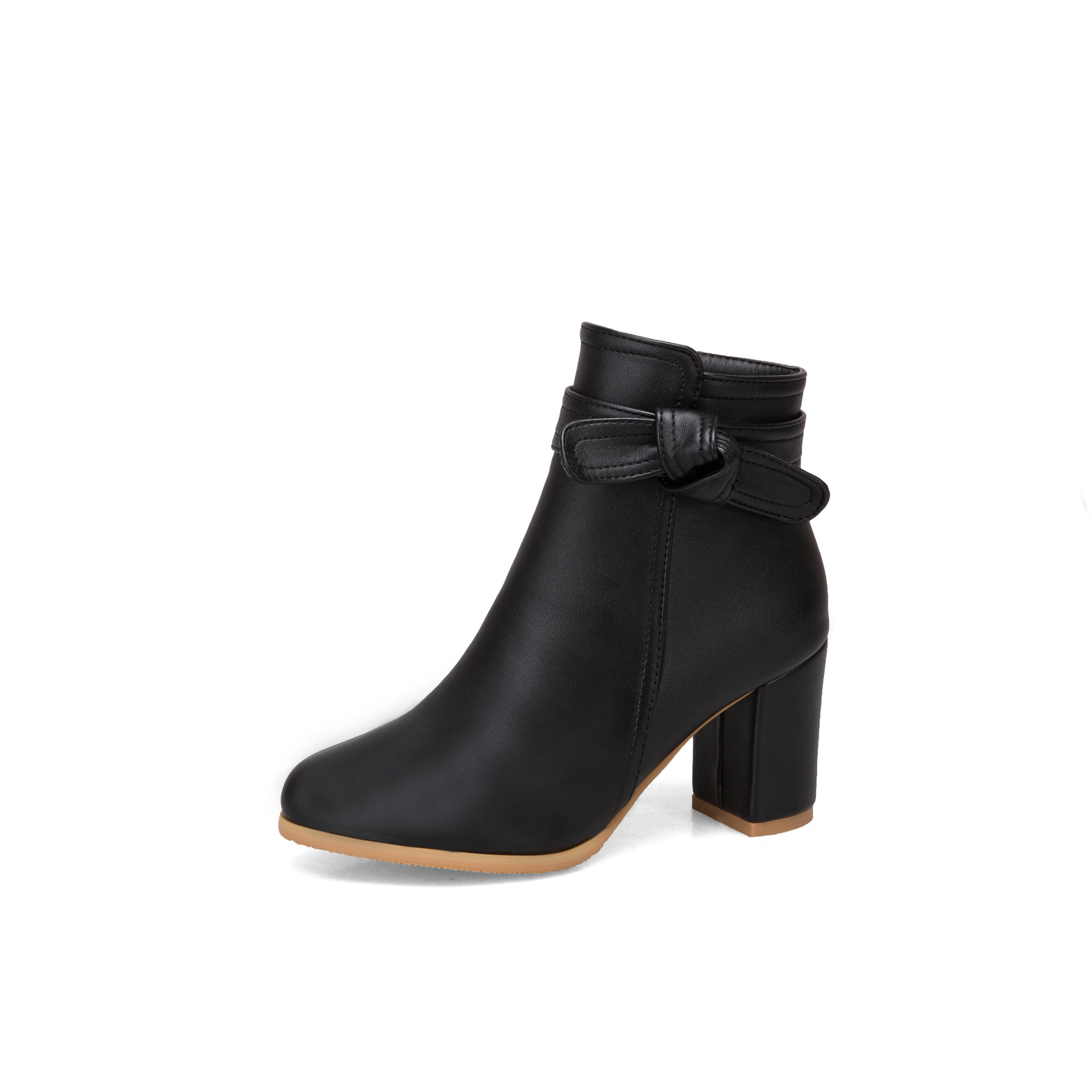 Martin Boots Ankle Boots Thick Heel Zipper Bare Boots Mid Heel Short Boots Black - Shop at LoveMi