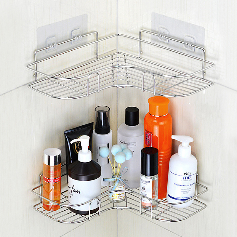 Title 6, Stainless Steel Perforated Free Corner Shelf Ba...