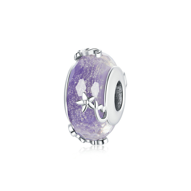 S925 Faceted Purple Glass Bead Small Flower Fresh Fashion Bead Bracelet