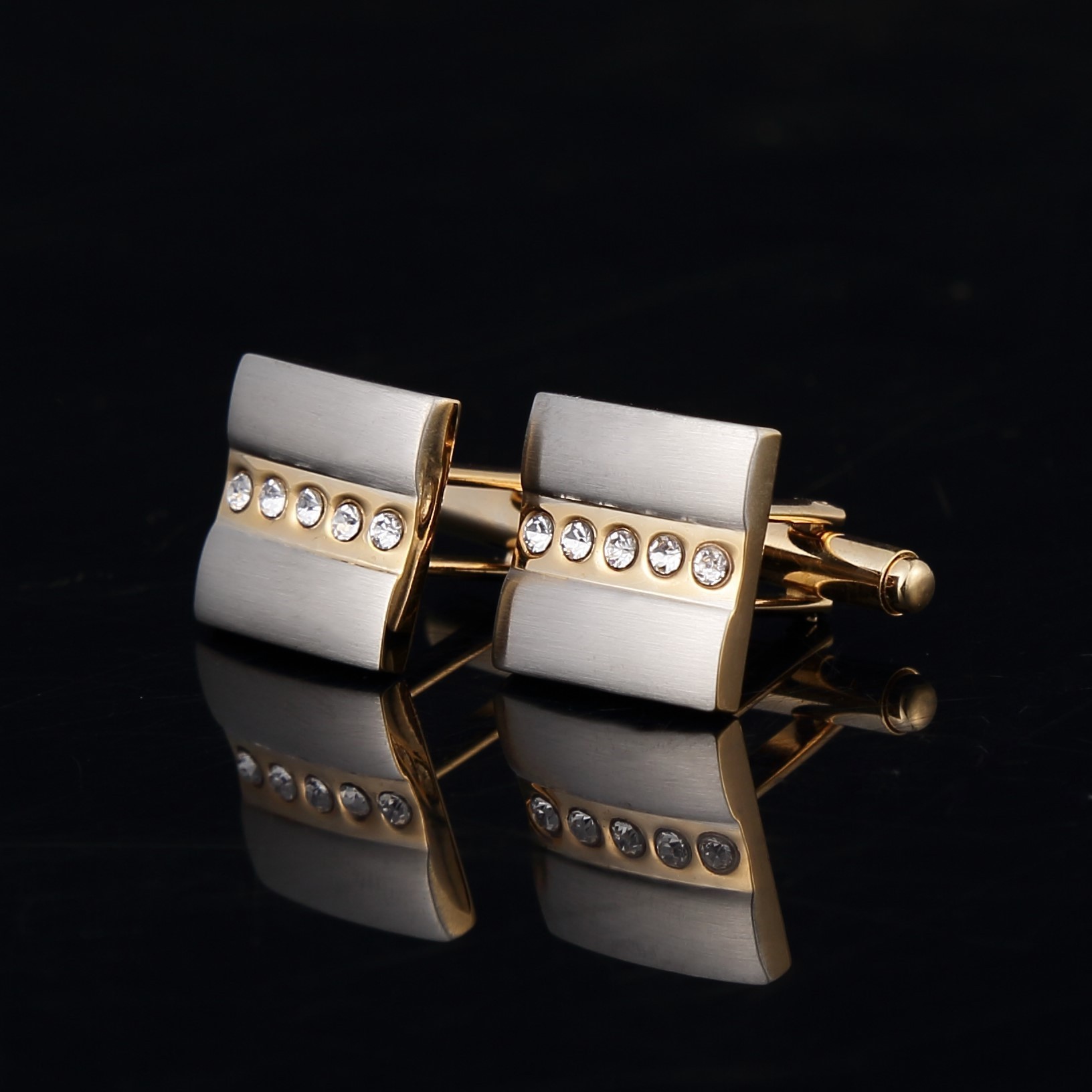 Two-Tone Brushed Metal Cufflinks, picture 3 of 4
