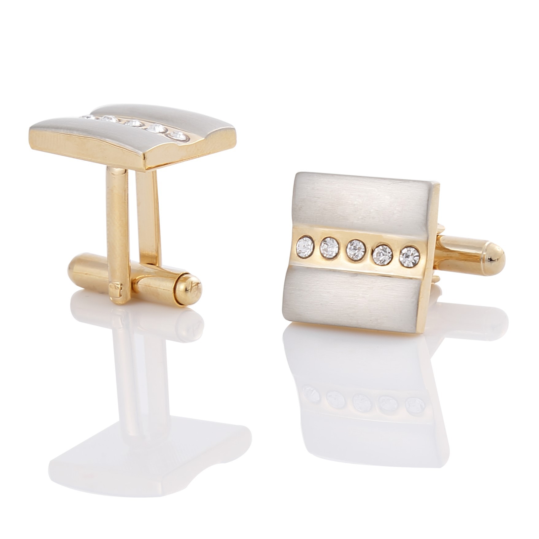 Two-Tone Brushed Metal Cufflinks
