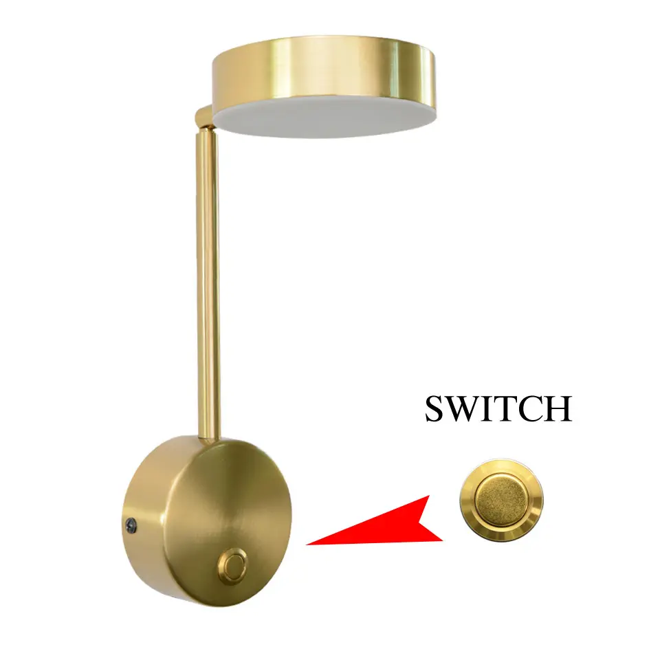 Golden Led Wall Lamp Bedside Rotary Key