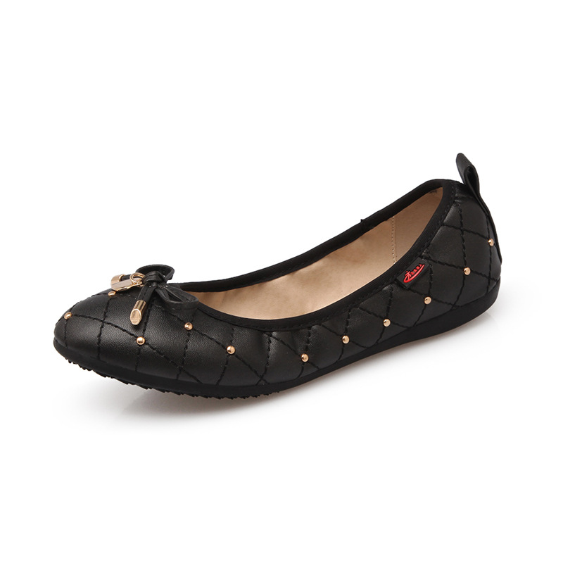 Women's Shoe With Egg Roll, Round Toe, Flat, Single, Light Bow Black - Shop at LoveMi