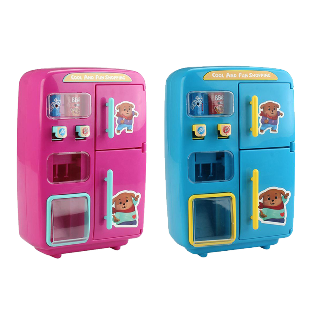 Kitchen Refrigerator Toy Fridge Playset With Play Food Set Pretend