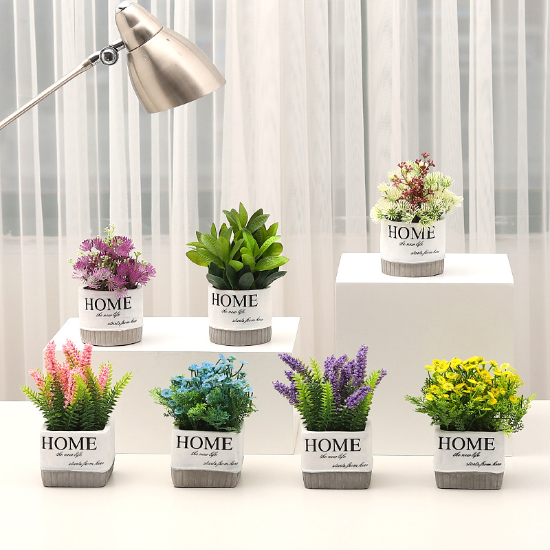 Cement Pot Simulation Plant Potted