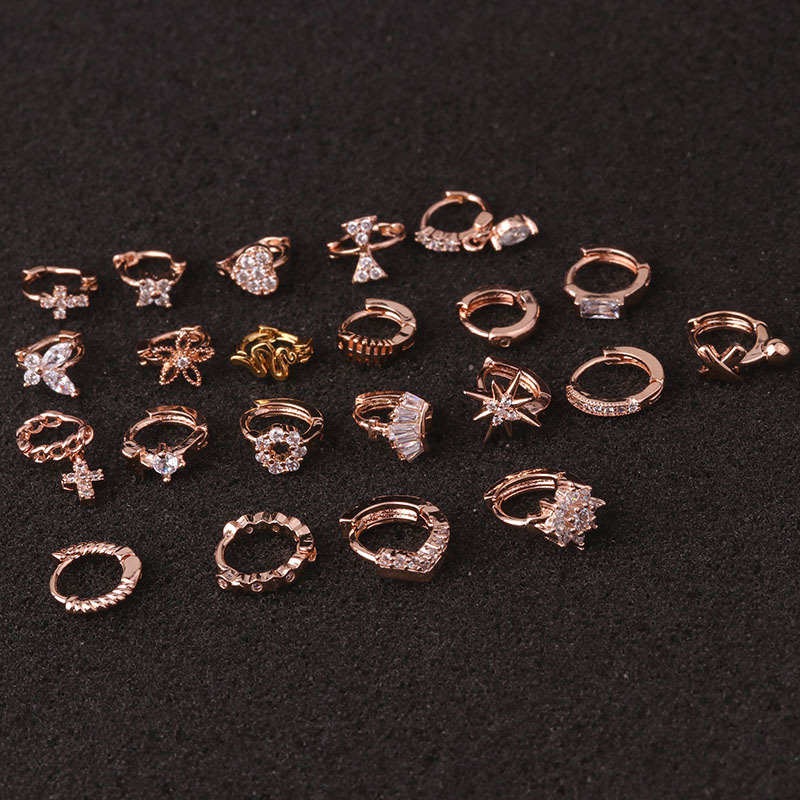  Ear Bone Piercing And Micro-Inlaid Zircon Small Ear Buckles