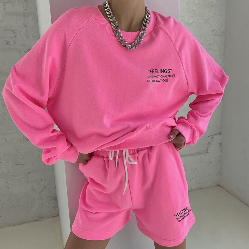 Letter Print Loose Mid-length Sweater Casual Sweater Shorts