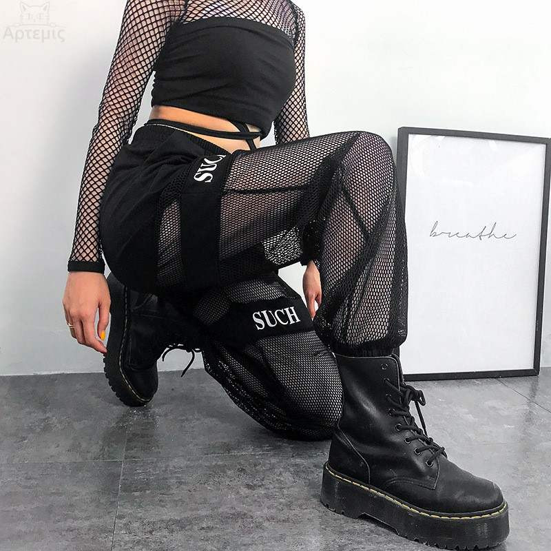 Ing And Summer New Style Mesh Splicing Hollow Fashion Pants