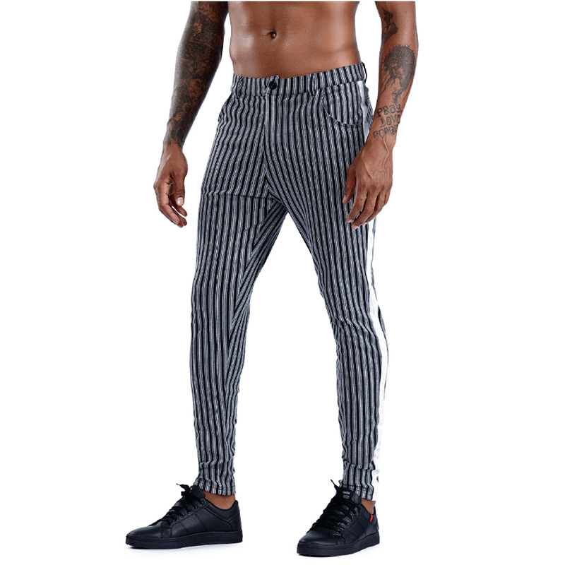 Title 5, Casual broek voor heren, gestreepte print, jeug...