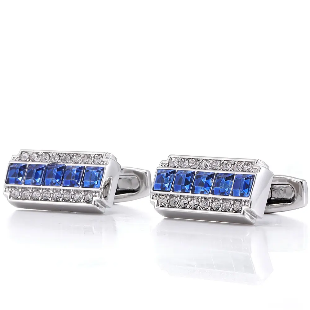 Crystal Cufflinks French Shirt Business Blue