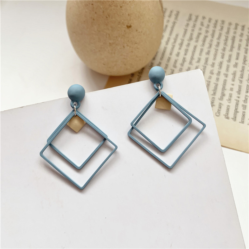 Korean Temperament Simple Geometric Square Earrings