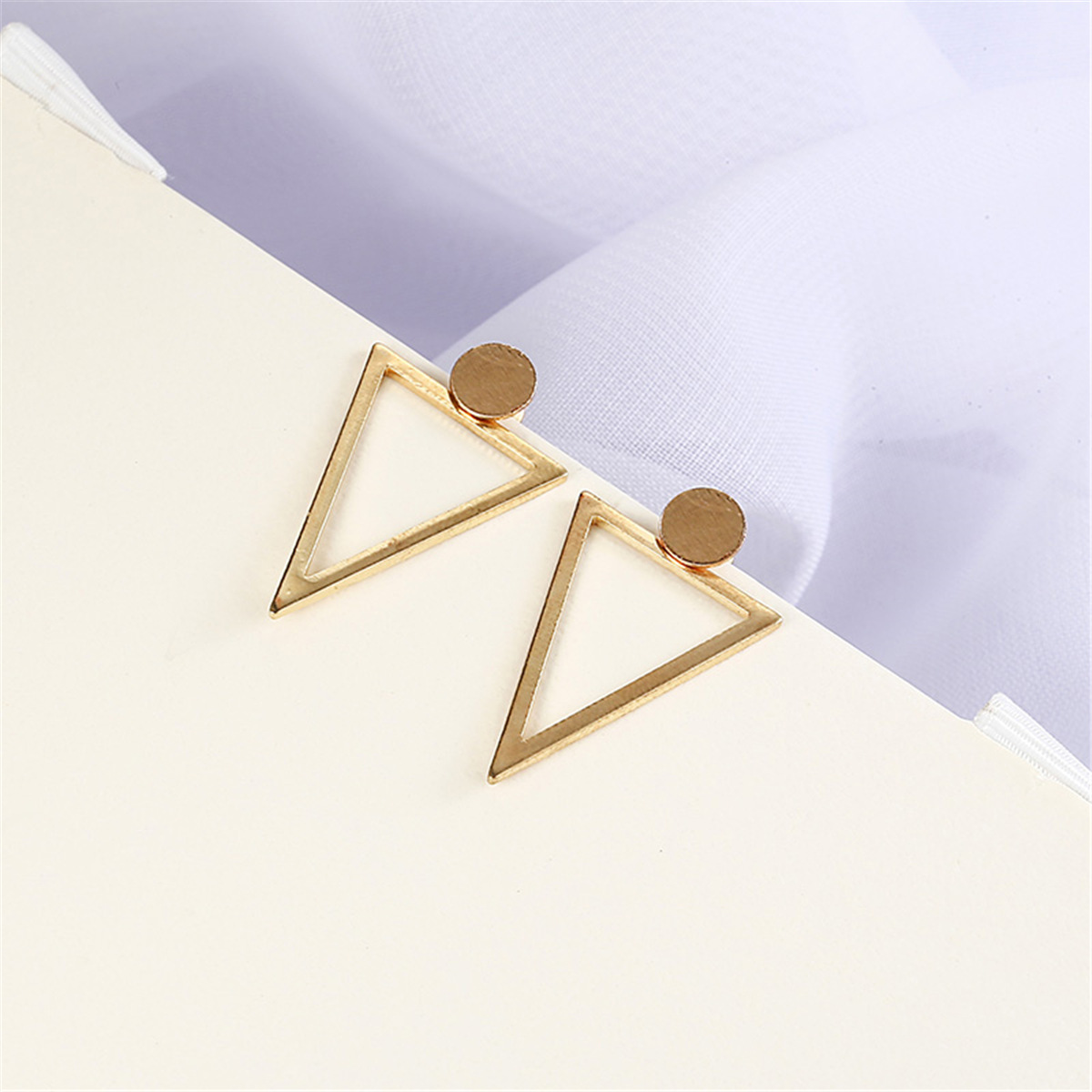 Titanium Steel Geometric Triangular Long Earrings For Women
