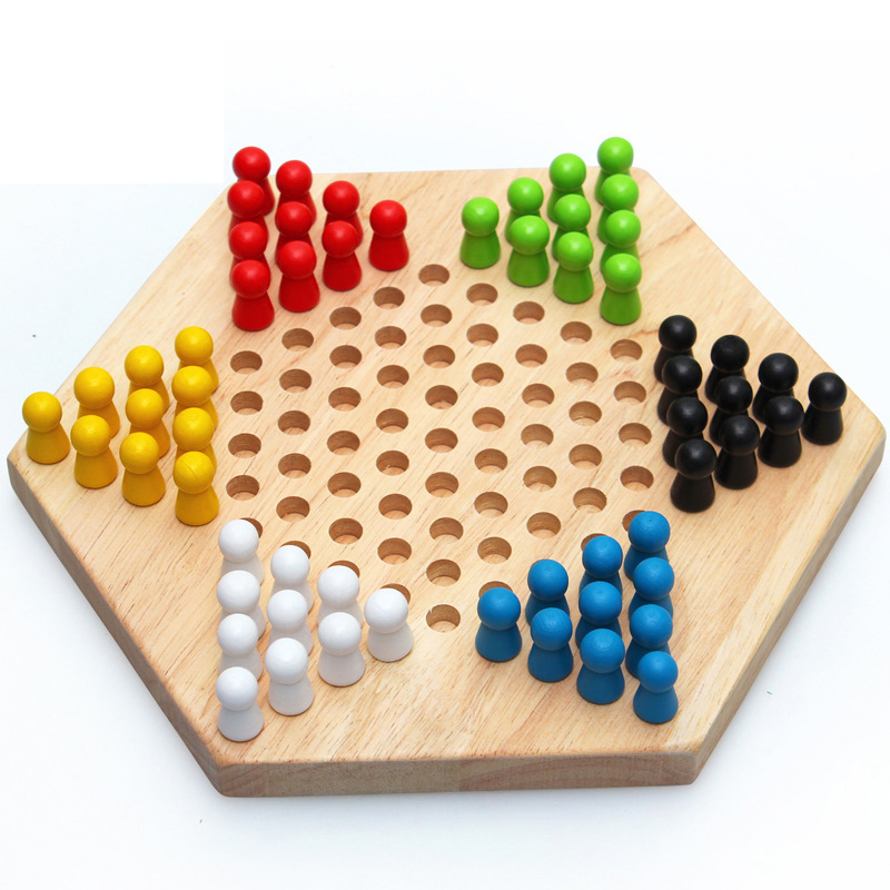 Wooden hexagon checkers