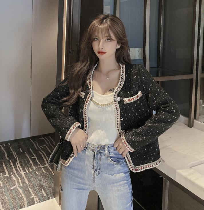 Plaid Woolen Coat Women's Short Short, Small Color Matching Retro