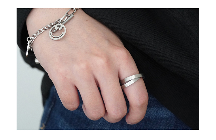 Titanium Steel Double Ring Cross Ring Men's And Women's Fashion