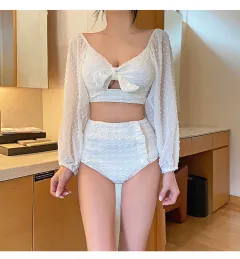 Fashion Lace Long Sleeve Sunscreen Bikini - Fashion Lace Long Sleeve Sunsc - View 1