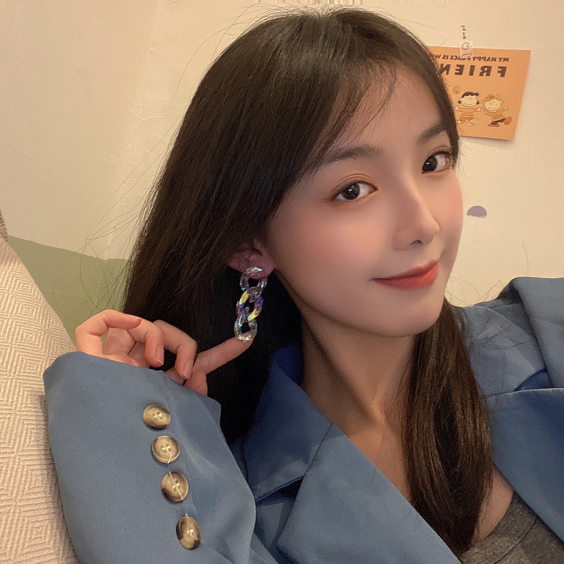 Symphony Chain Earrings Super Fairy Personality Resin French Earrings Earrings