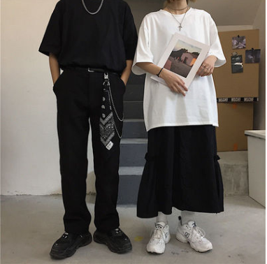 Street Retro Print Relaxed Casual Students Bottom Short Sleeve T-shirt Tide