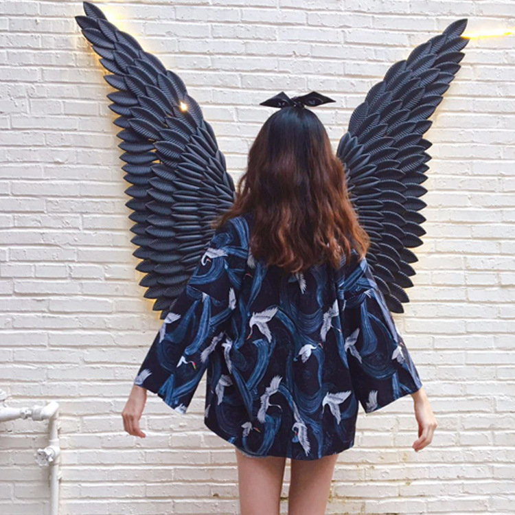 Loose Plus Size Travel Crane Print Sun Protection Clothing