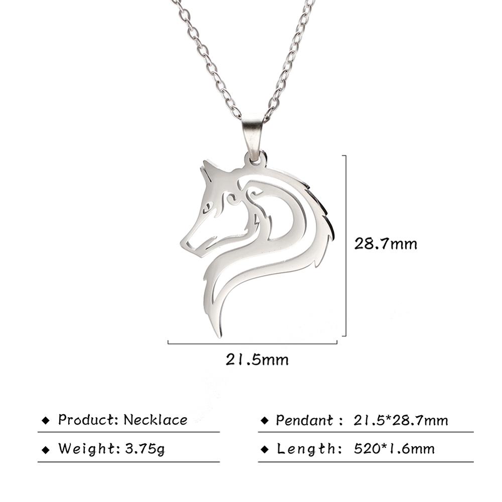 Stainless Steel Pendant Norwegian Wolf Head Celtic Amulet Titanium Steel Necklace