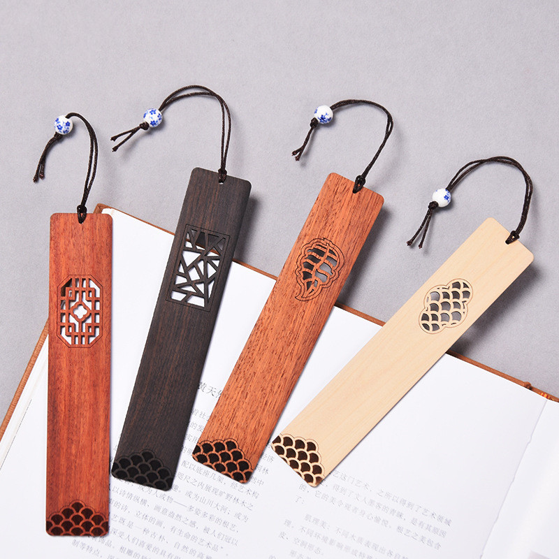 Collection of traditional Chinese window lattice wooden bookmarks