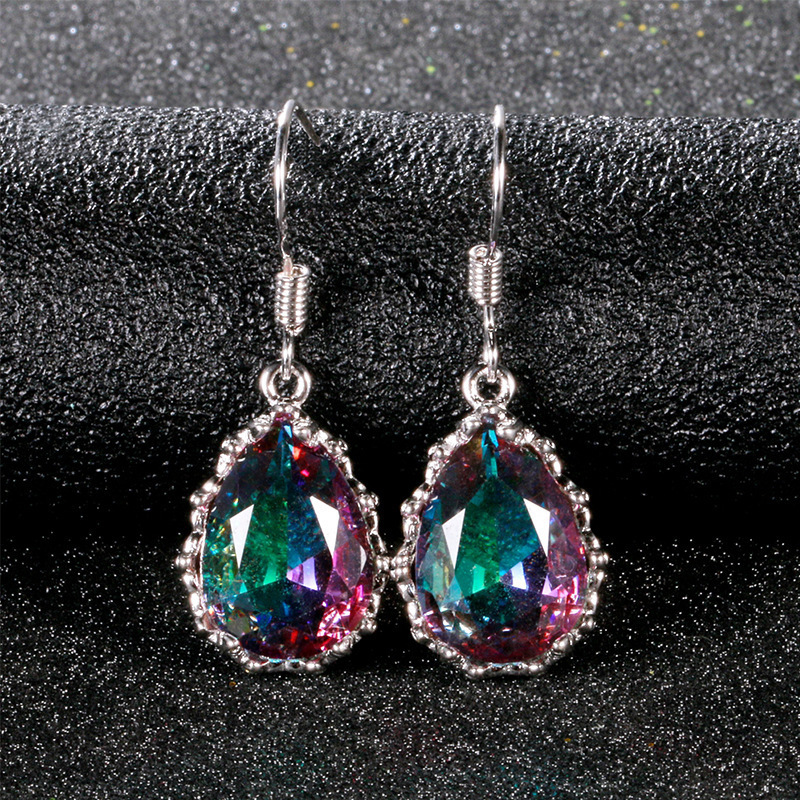 Colorful Gems Sparkle Stud Earrings With Diamonds