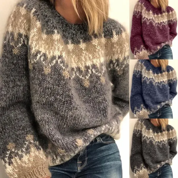 Casual Pullover Jacquard Sweater Autumn and Winter Fashion Ethnic