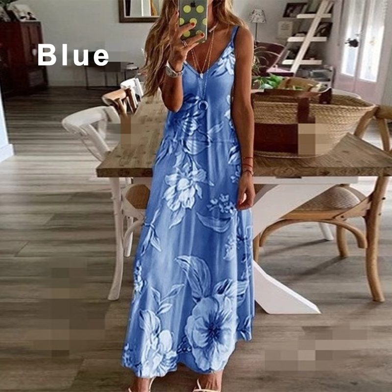 European And American Slim Flower Suspender Dress