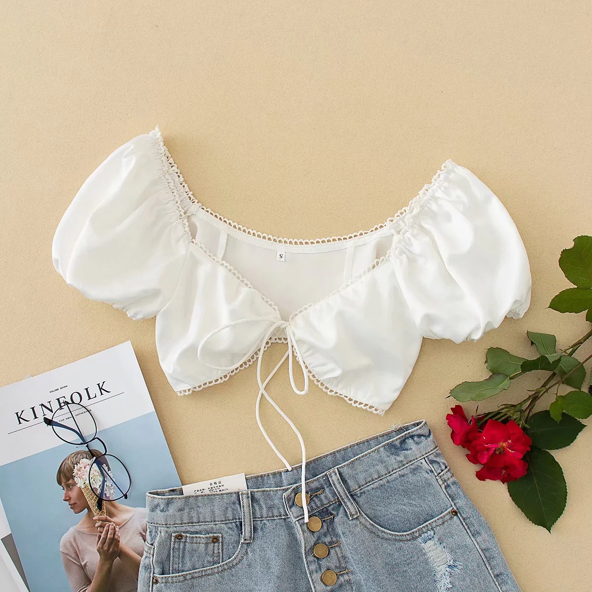 All-Match Retro Lace Tie Short Coat Women